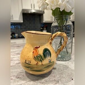 Handcrafted Rooster Ceramic Pitcher - Multicolor